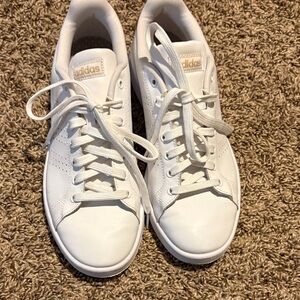 Adidas Women's White and Gold Sneakers
